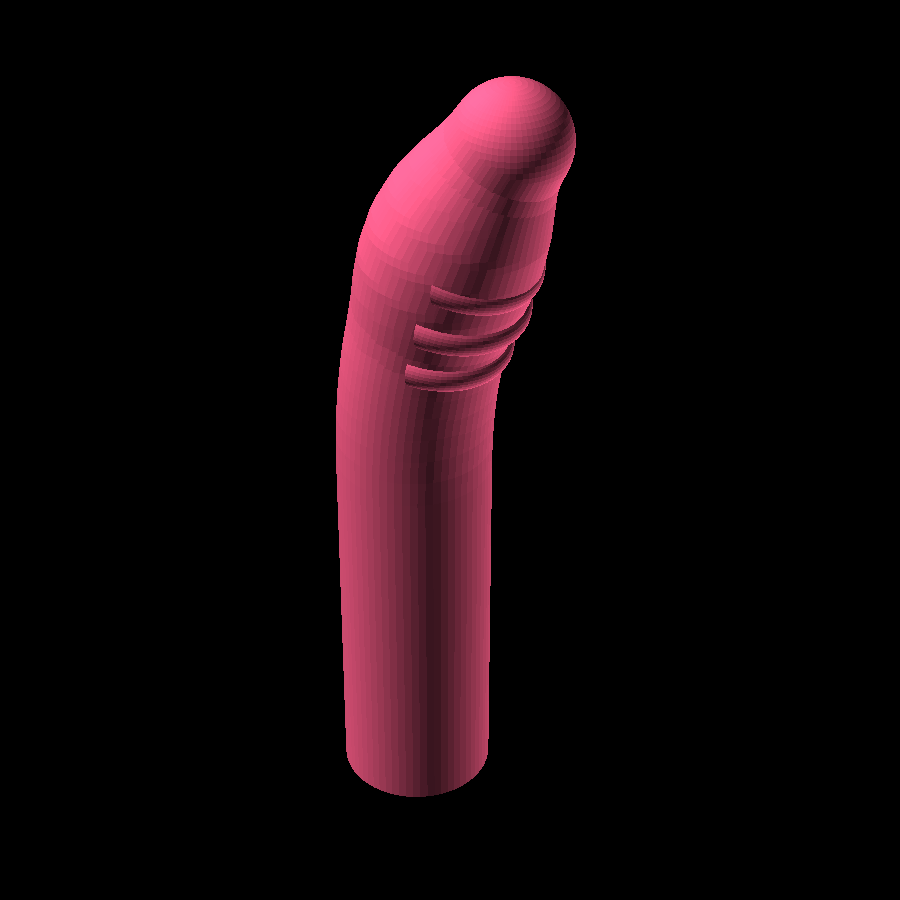 3D render of the Curved G-Spot Vibrator printable design